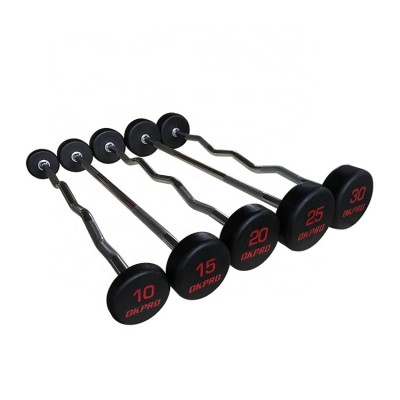 Weightlifting Barbell Chrome Handle Fixed Rubber Barbell Set