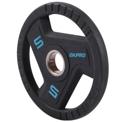 Urethane Bumper Plate Fitness Three Handle Barbell TPU Weight Plate